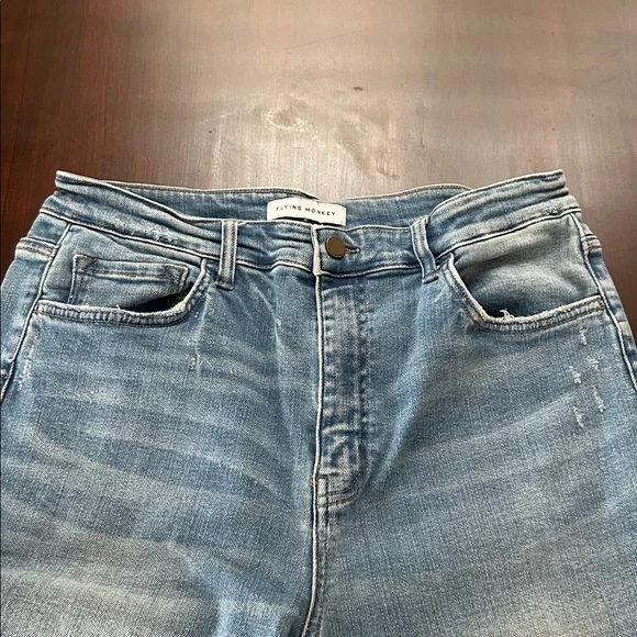 Flying Monkey Distressed High Waist Raw Hem Jeans Women’s Size 31 - Picture 16 of 17